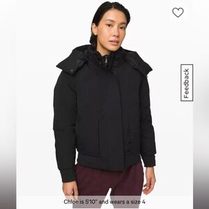 Lululemon Winter Warrior Bomber Puff Jacket Black size 4